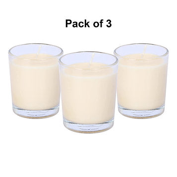 Oud Wood 100% Natural Soy Wax Votive Candles – Set of 3 Glass Jars