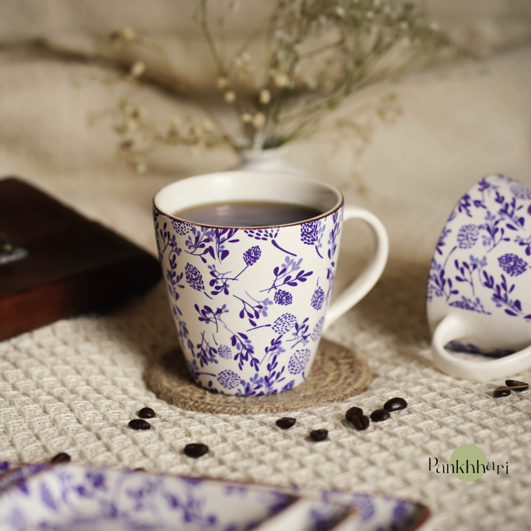 Handpainted Blue Floral Mug (350 ml)