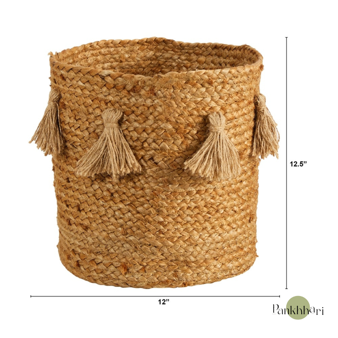 Jute Tassel Multipurpose Storage Basket