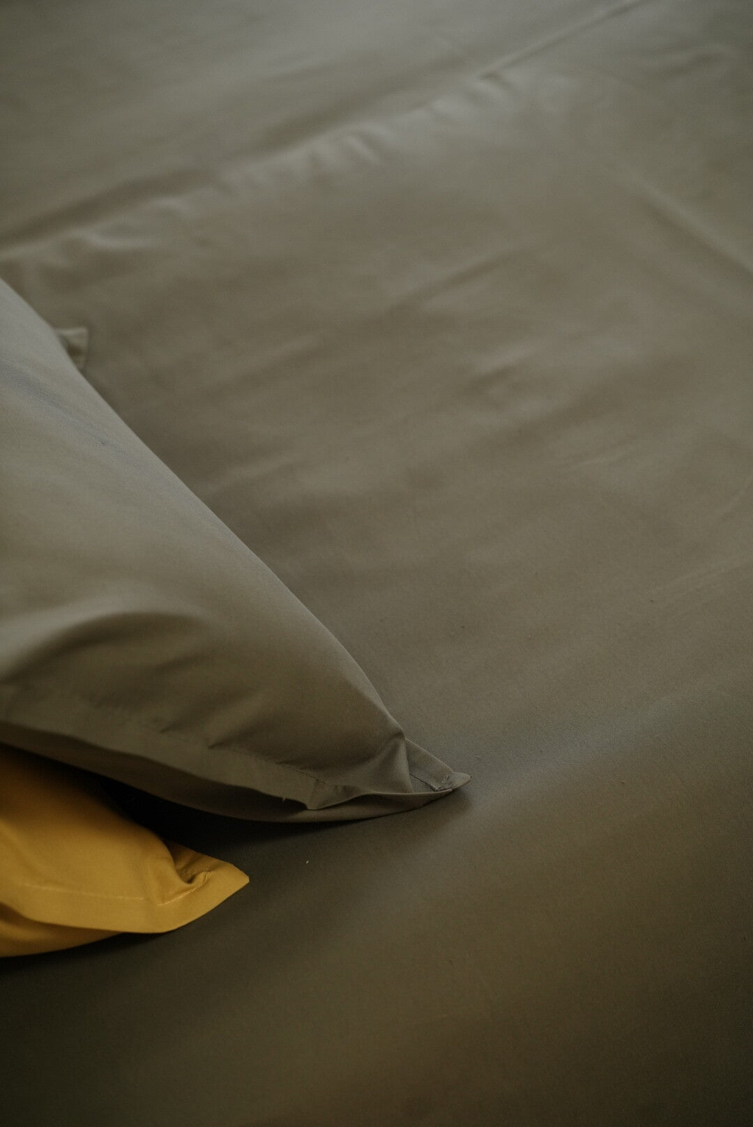 Solid Grey Queen Size Cotton Bedsheet Set with Pillow Covers