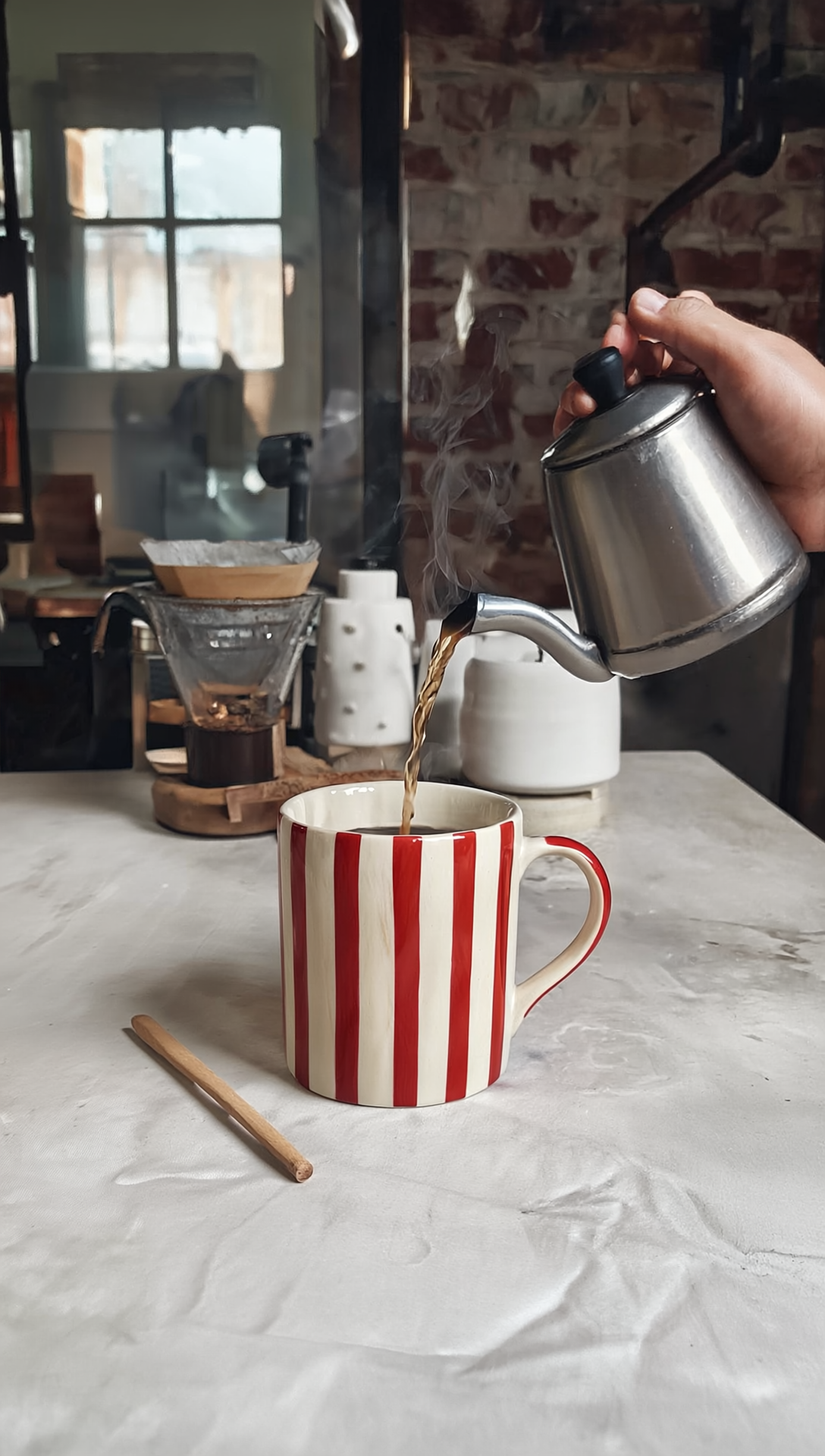 Classic Red Stripe Ceramic Mug – Holiday Hot Chocolate & Coffee Cup