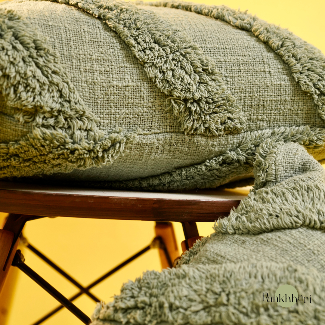 Bohomeian Tufted Green Cushion