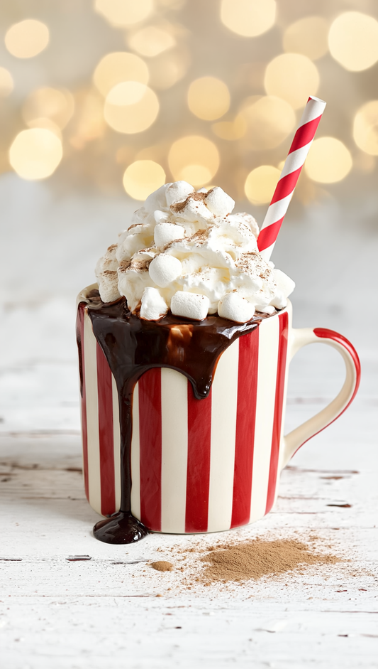 Classic Red Stripe Ceramic Mug – Holiday Hot Chocolate & Coffee Cup