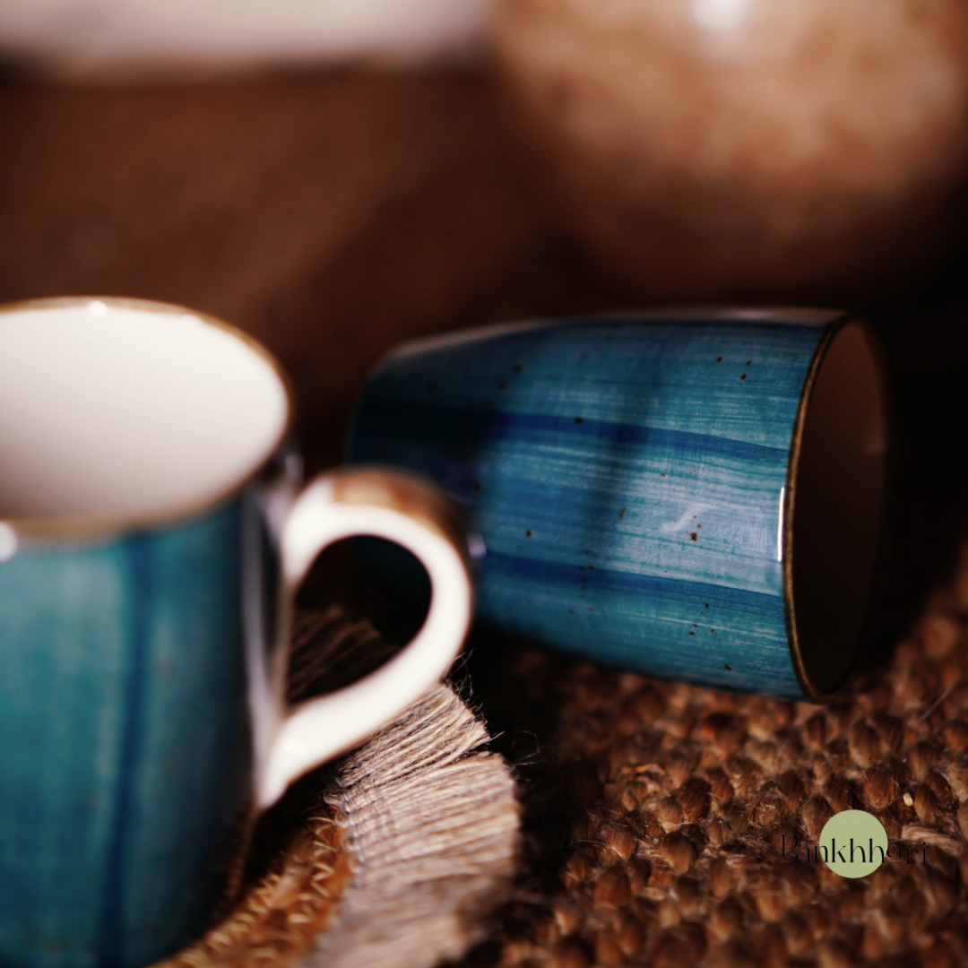 Hand painted Blue Floral Mug (350 ml)