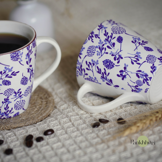 Handpainted Blue Floral Mug (350 ml)