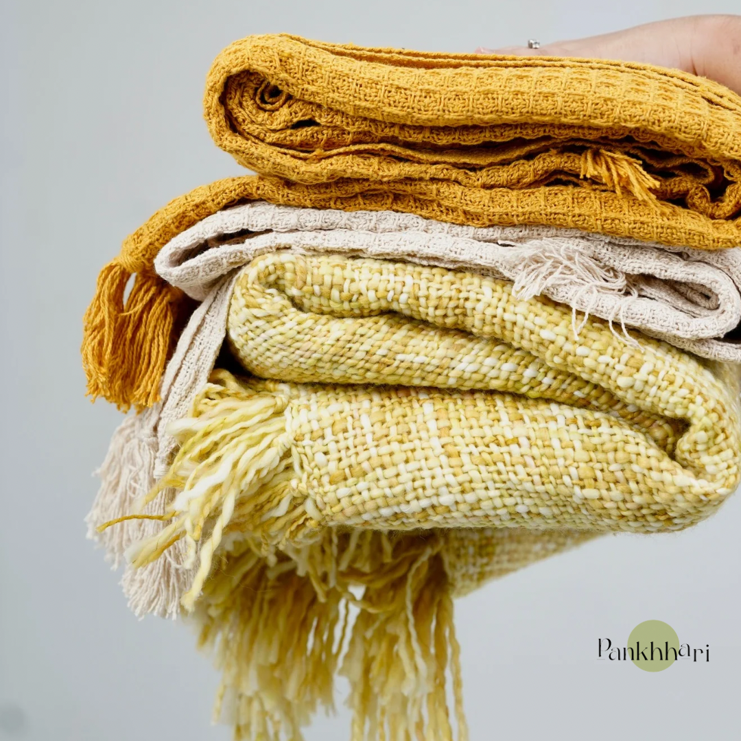 Yellow Knitted Blanket Throw