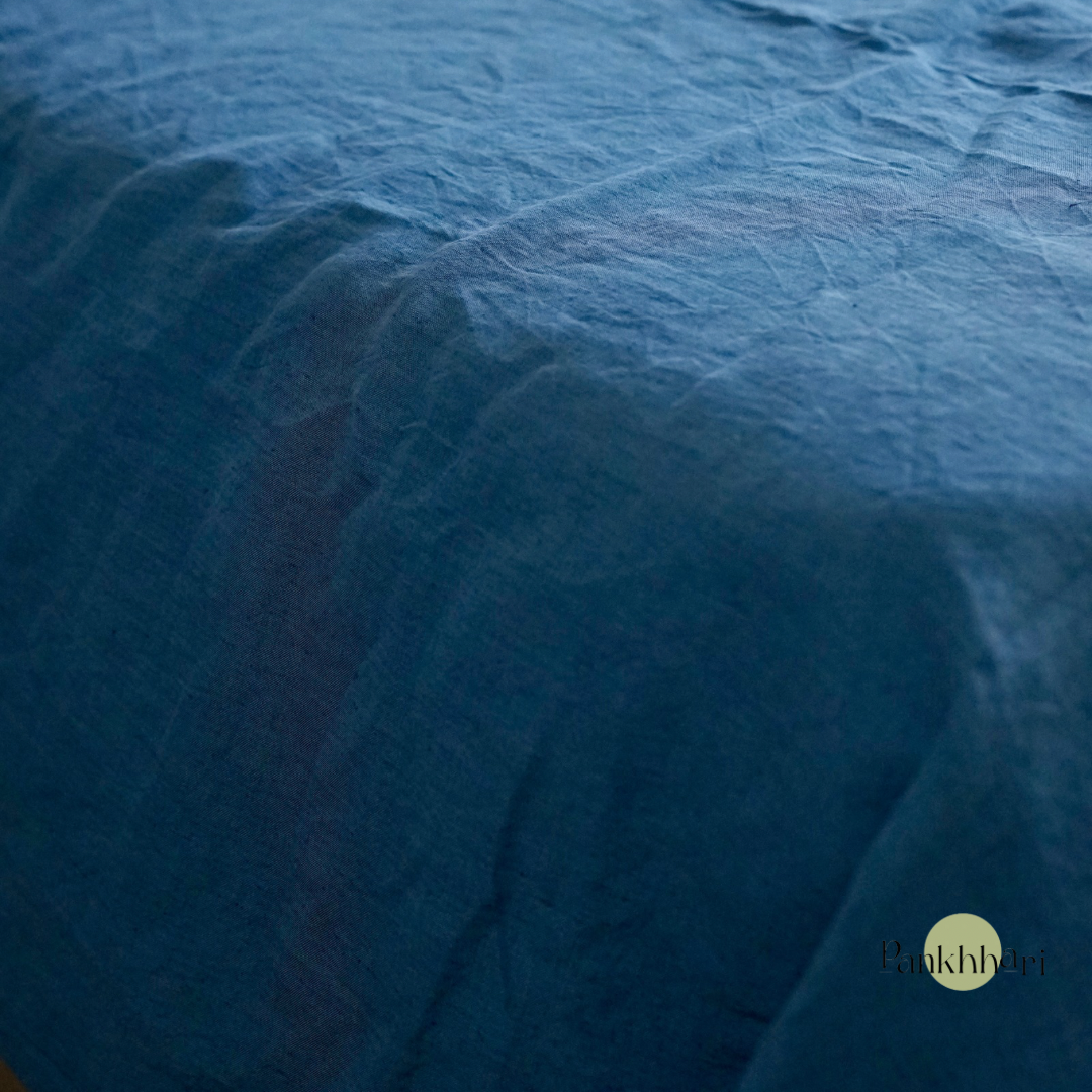 Linen King Size Bedsheet - Blue