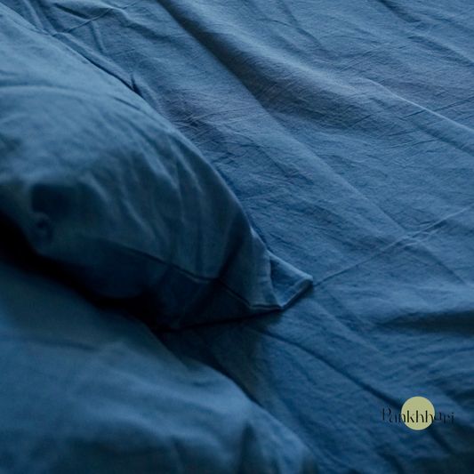 Linen King Size Bedsheet - Blue