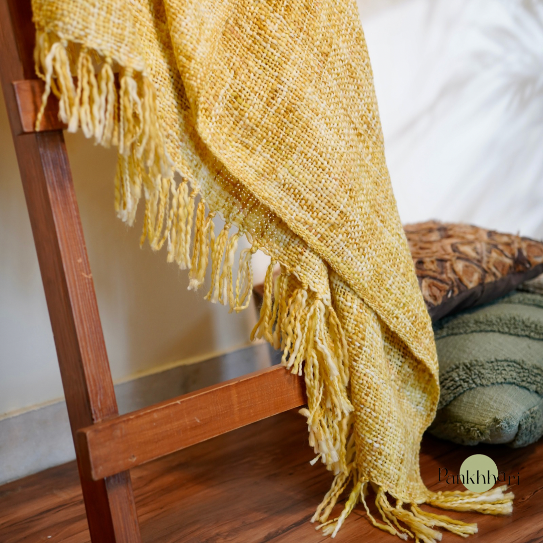 Yellow Knitted Blanket Throw