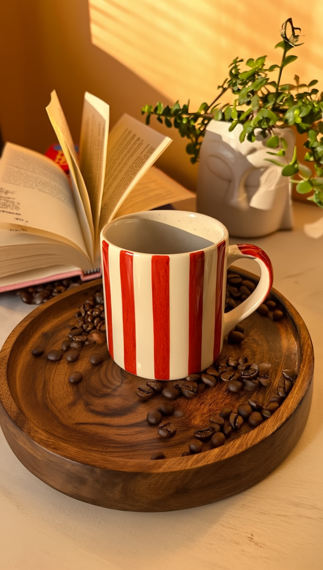 Classic Red Stripe Ceramic Mug – Holiday Hot Chocolate & Coffee Cup