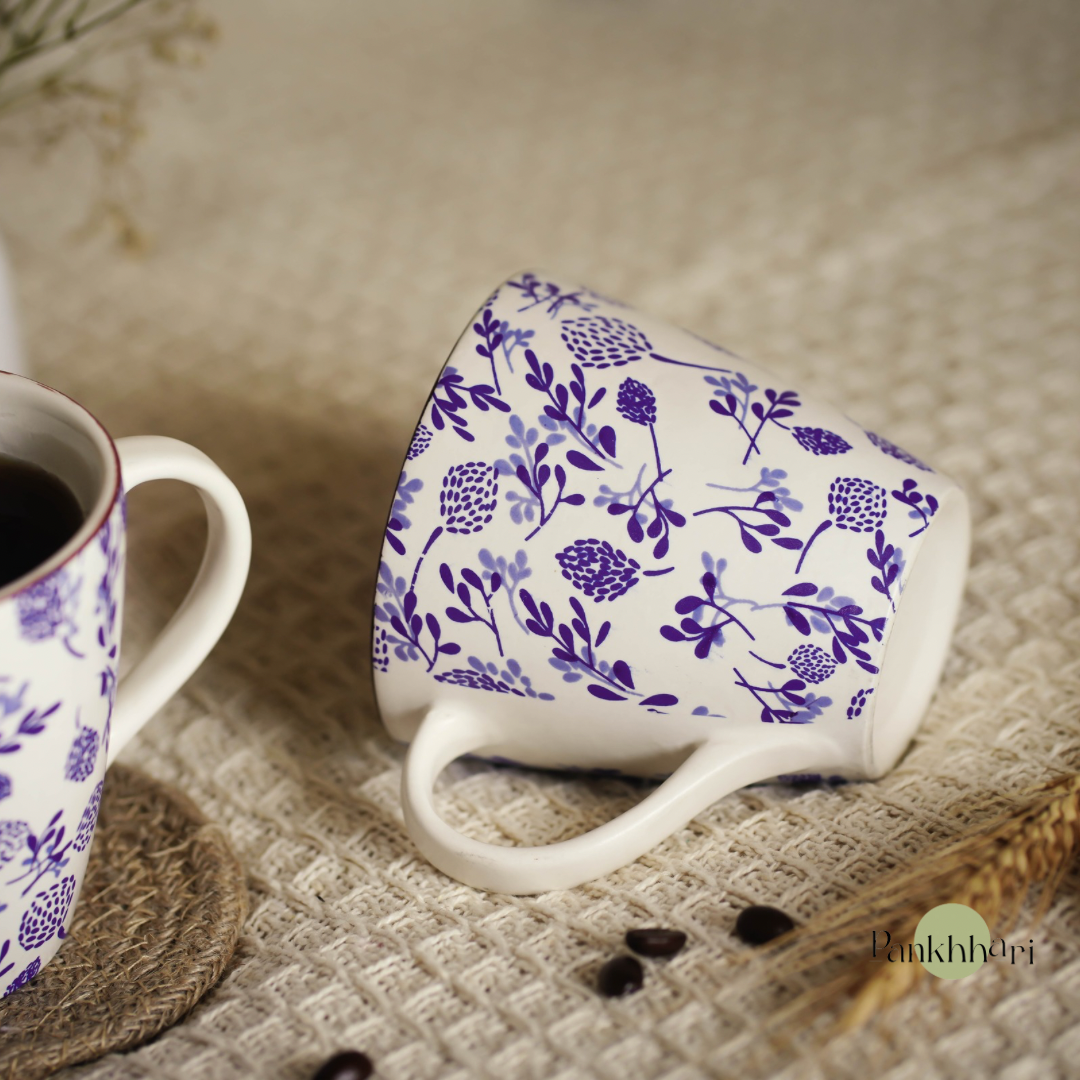 Handpainted Blue Floral Mug (350 ml)
