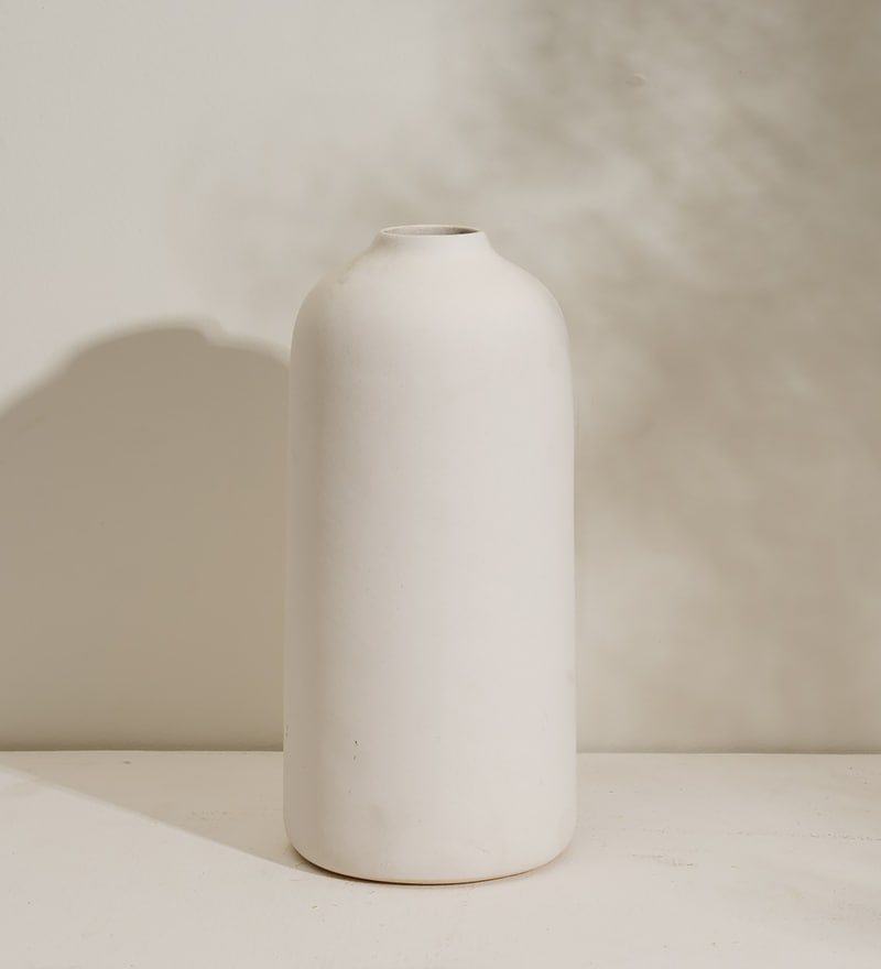 Rustic White Ceramic Vase Set of 2
