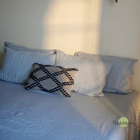 100% Pure Linen King Size Bedsheet - Powder Blue