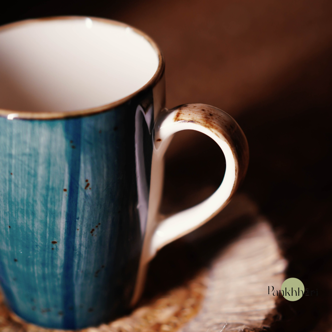 Hand painted Blue Floral Mug (350 ml)