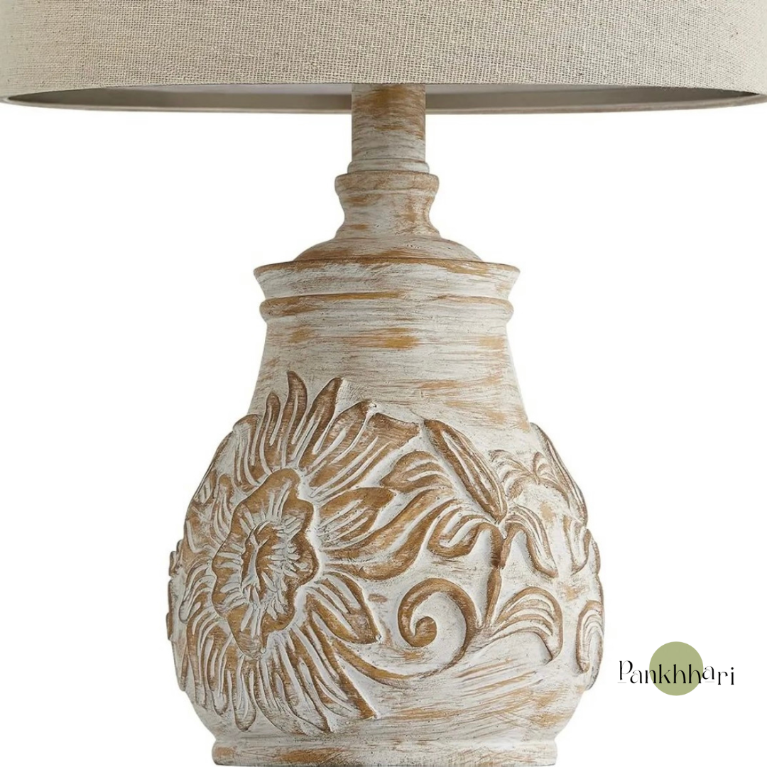 Wooden Heavy Carved Lamp