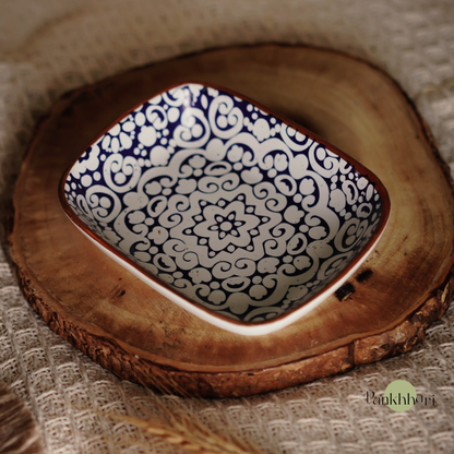 Hand painted Ceramic Blue Floral Snack Plate