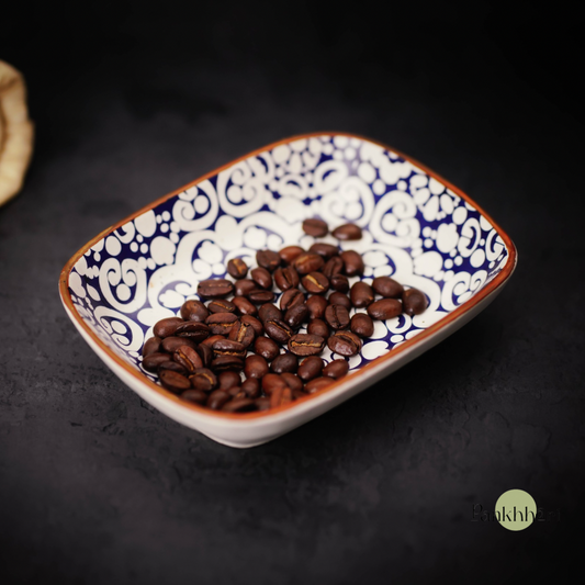 Hand painted Ceramic Blue Floral Snack Plate