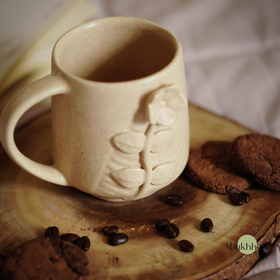 3D Beige Flower Mug (250 ml)