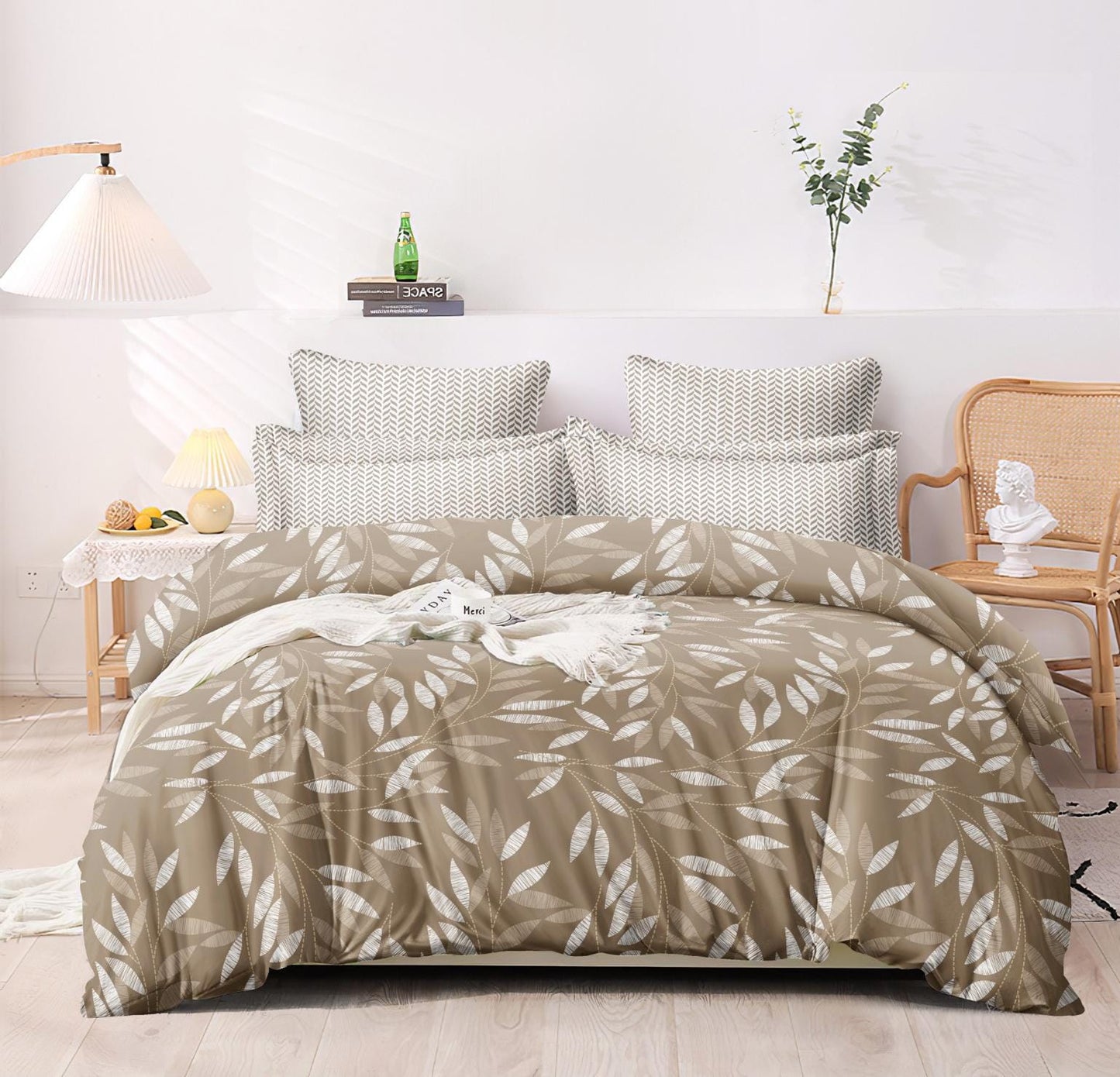 Petals Reversible Comforter Set of 4 - Brown
