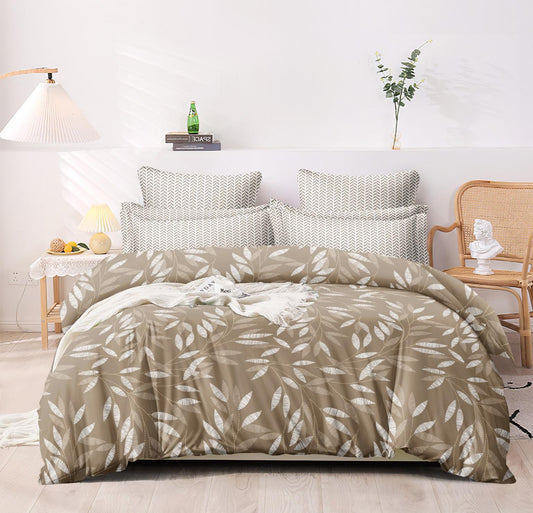 Petals Reversible Comforter Set of 4 - Brown