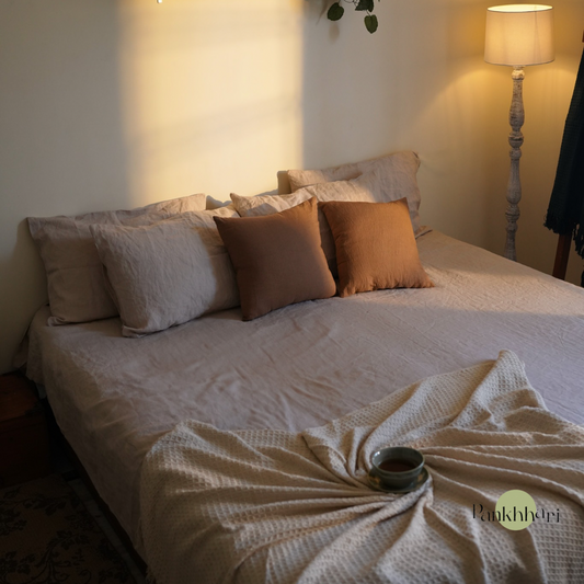 100% Pure Linen Bedsheet - Beige