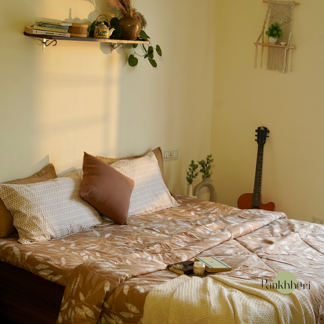 Petals Reversible Comforter Set of 4 - Brown