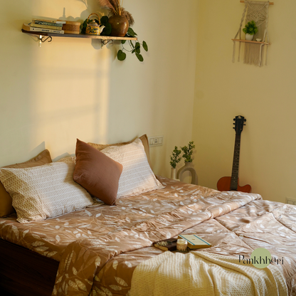 Petals Reversible Comforter Set of 4 - Brown