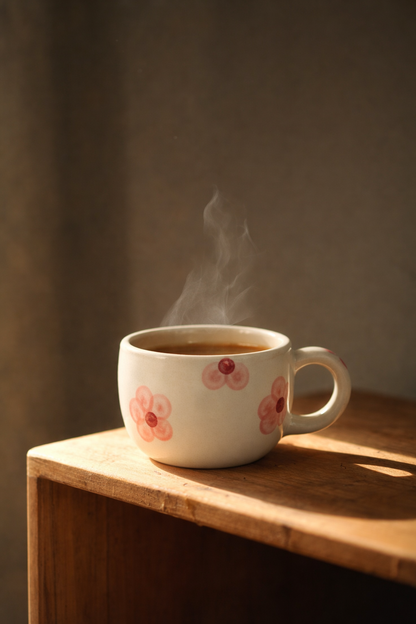 Pankhhari Pink Blossom Ceramic Coffee Mug – Aesthetic Floral Tea Cup (Microwave & Dishwasher Safe)