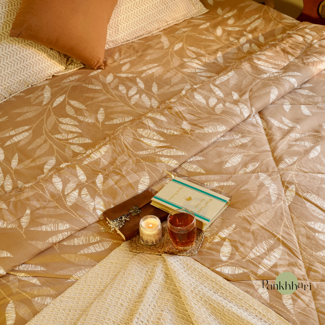 Petals Reversible Comforter Set of 4 - Brown