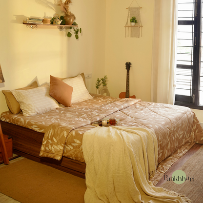 Petals Reversible Comforter Set of 4 - Brown