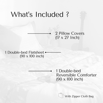 Abstract Reversible Comforter Set of 4 - Blue Beige