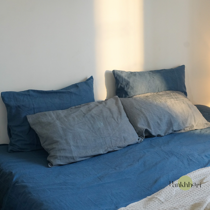 Linen King Size Bedsheet - Blue
