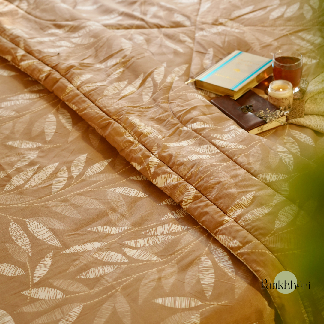 Petals Reversible Comforter Set of 4 - Brown