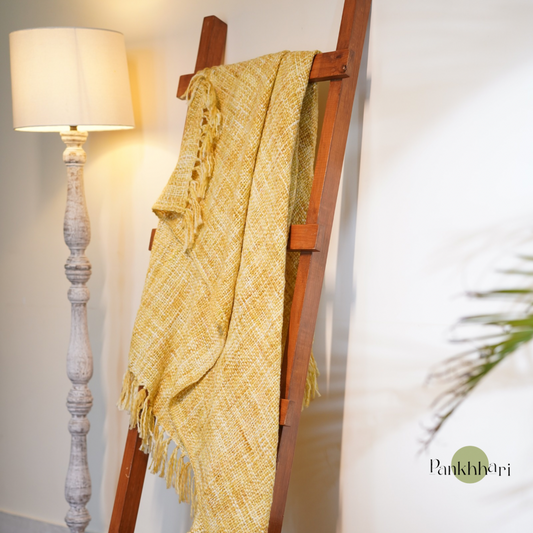Yellow Knitted Blanket Throw