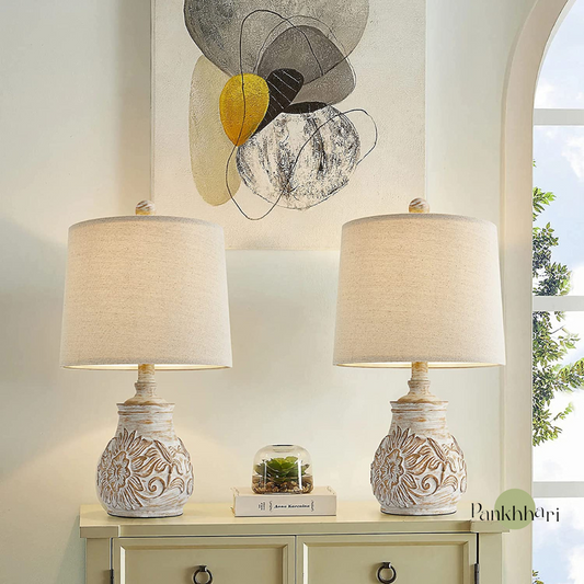 Wooden Heavy Carved Lamp