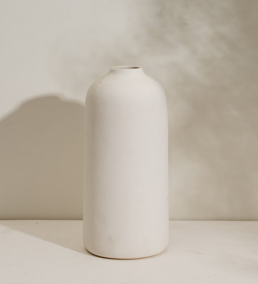 Rustic White Ceramic Vase Set of 2