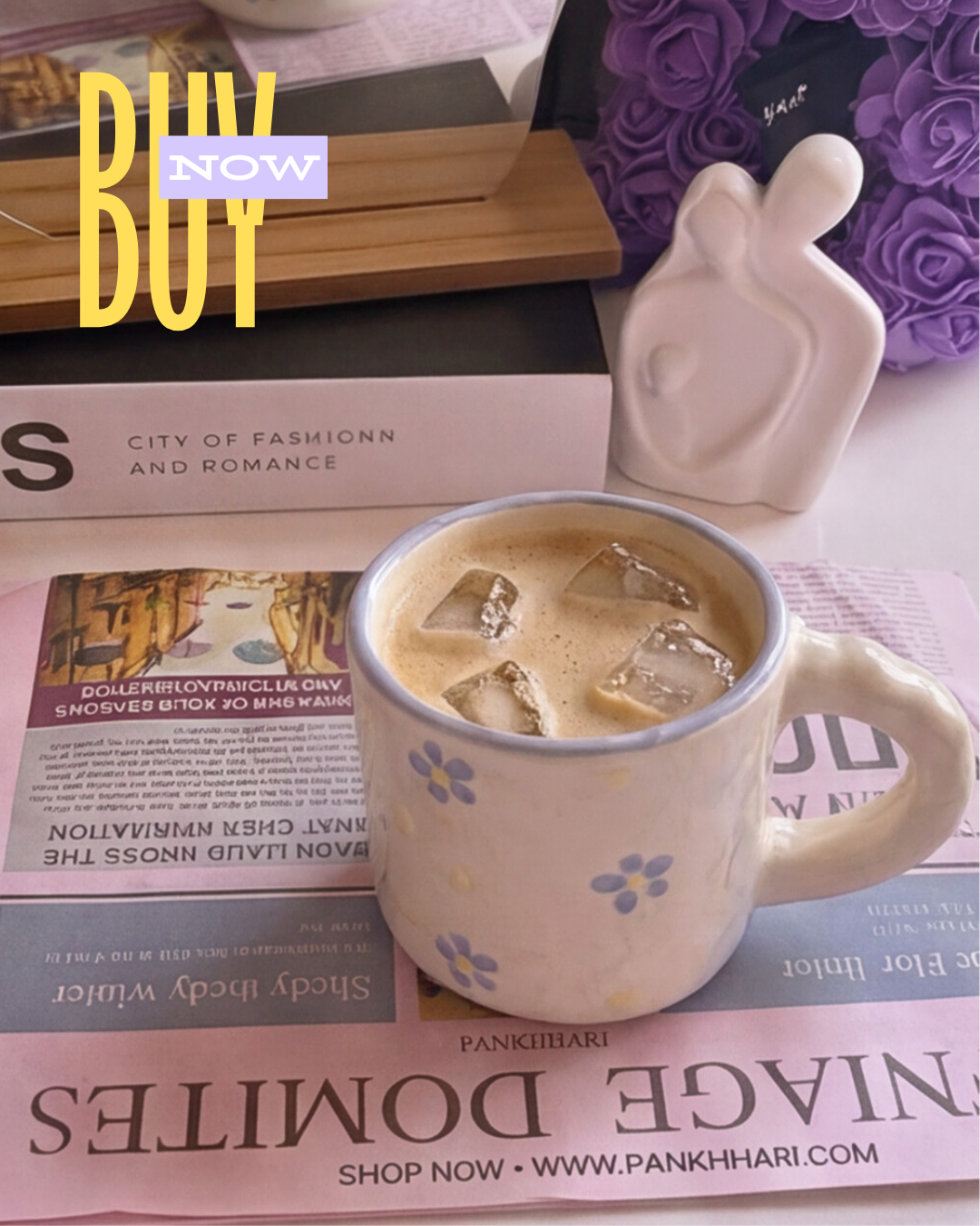 Bloom Ceramic Coffee Mug – Microwave, Dishwasher & Freezer Safe | Tea & Coffee Mug for Hot & Cold Drinks | Pankhhari
