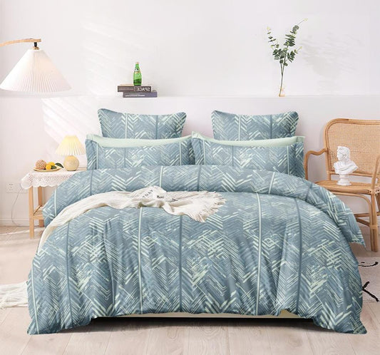 Abstract Reversible Comforter Set of 4 - Blue Beige