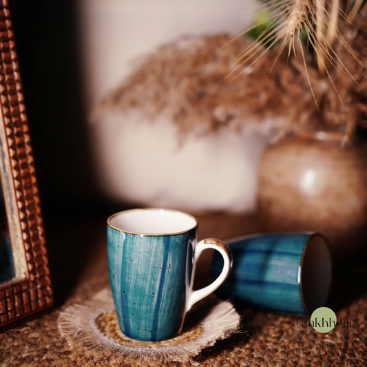 Hand painted Blue Floral Mug (350 ml)