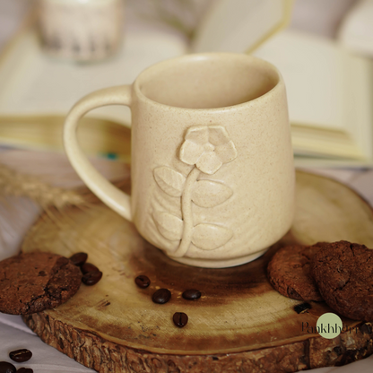 3D Beige Flower Mug (250 ml)