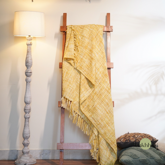 Yellow Knitted Blanket Throw