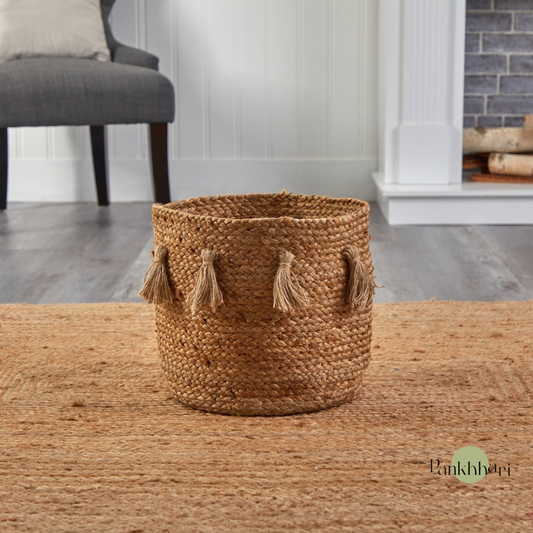 Jute Tassel Multipurpose Storage Basket