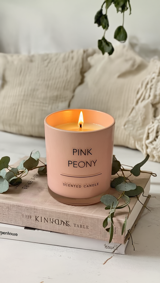 Pink Peony Soy Wax Scented Candle | Luxury Floral Aroma Gift Box