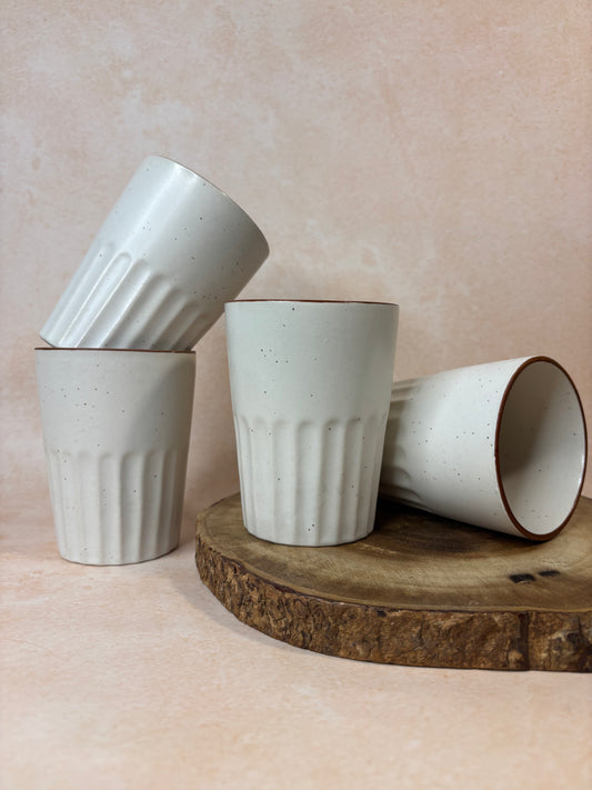 Kullad Ceramic Drinking Glass – Handcrafted Clay-Inspired Water & Tea Cup (Set of 2)
