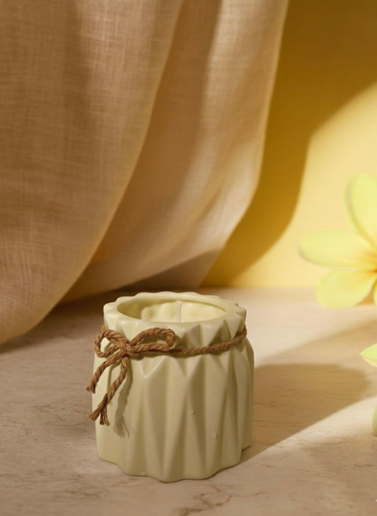 Palo Santo candle ceramic jar close-up – luxury cleansing soy candle by Pankhhari