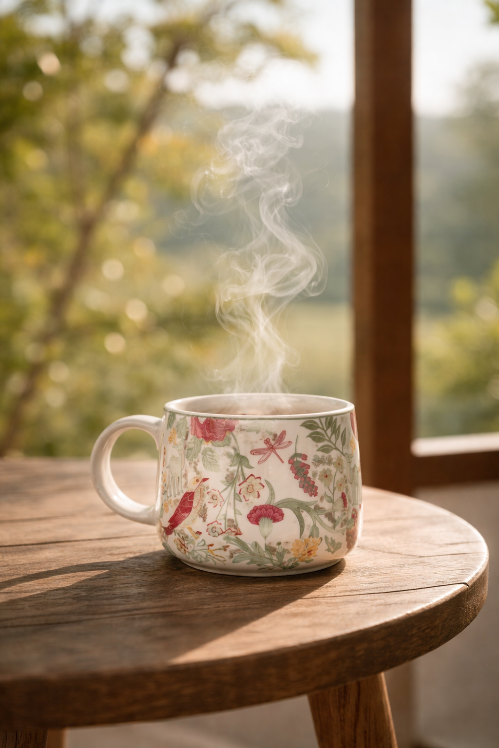 Close-up of Baggecha floral ceramic cup detail – small batch pottery by Pankhhari